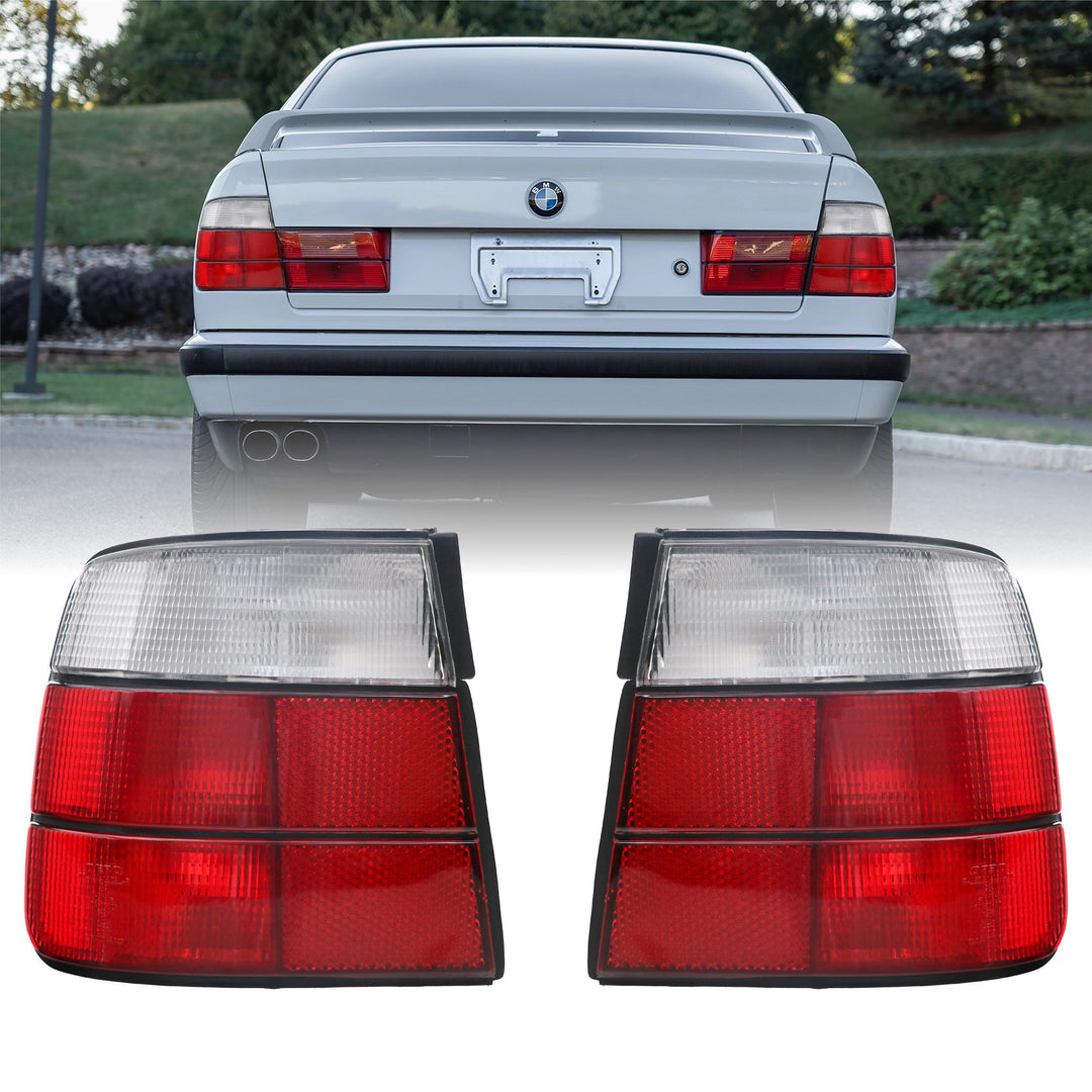 1989-1996 BMW E34 5 Series 4 Door Sedan Red/Clear Tail Light Made by DEPO