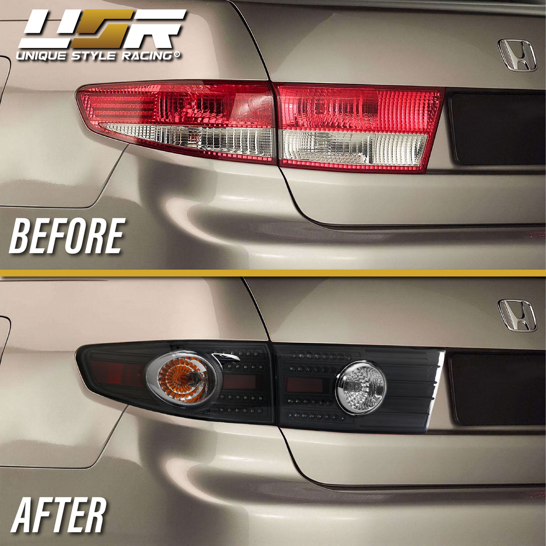2003-2005 Honda Accord 4 Door Sedan JDM Style Black LED Tail Lights - Made by DEPO