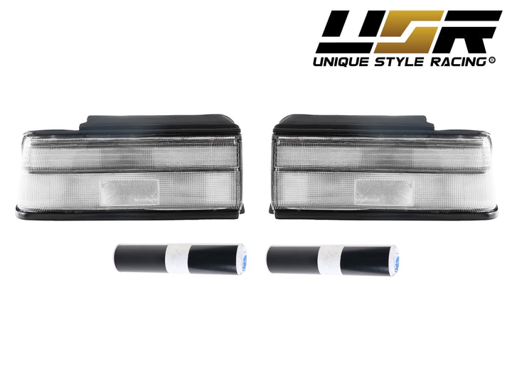 1990-1991 Honda Civic 4D Sedan JDM SiR Style All Clear Tail Light + Black Center Panel Wrap - Made by Unique Style Racing
