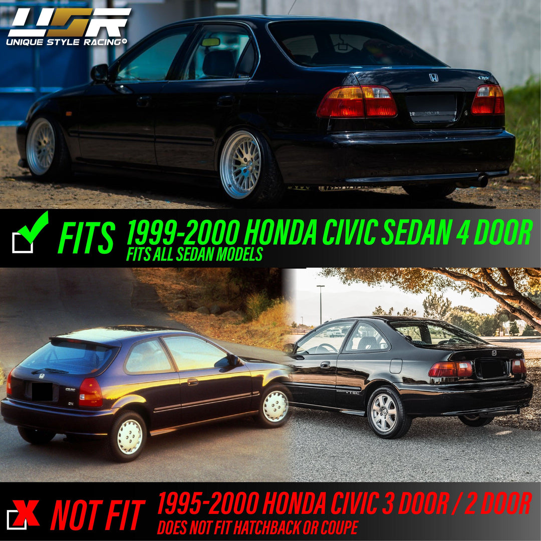 1999-2000 Honda Civic 4D Sedan EK JDM Style 4PC Red/Clear Lens Tail Light - Made by DEPO