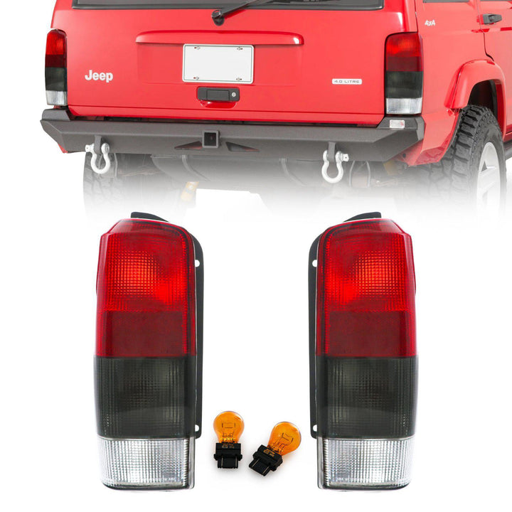 1997-2001 Jeep Cherokee XJ Red/Smoke Rear Tail Lights - Made by DEPO