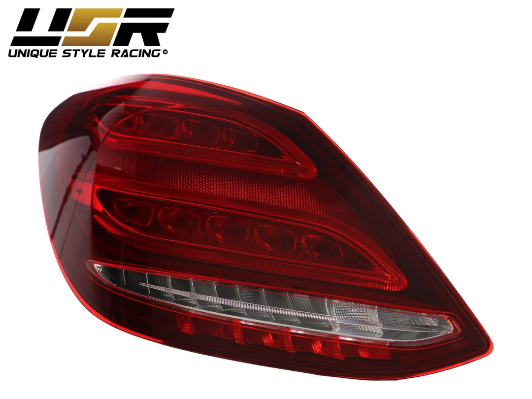  USR DEPO 15-18 W205 C-Class 4DR Sedan UPGRADE Full LED Rear  Tail Light Assembly Set (Left + Right) Compatible with 2015-2018 Mercedes  Benz W205 C Class 4 Dr Sedan (Red Lens