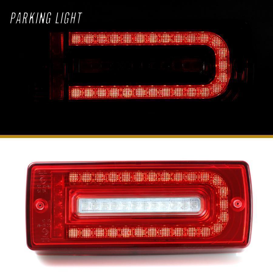 2007-2018 Mercedes W463 G Class 2019+ W464 OEM Style LED Red/Clear OR Smoke Tail Lights + Tail Light Protection Guard Grills - Made by DEPO