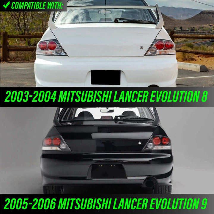 2003-2006 Mitsubishi Lancer Evolution EVO 8/9 JDM Style Black OR Gunmetal Housing Tail Light