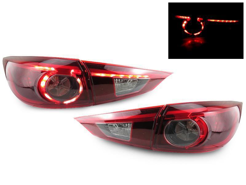 2014-2018 Mazda 3 4D Sedan Touring Style Red/Clear Rear 4 Pieces LED Tail Lights Made by DEPO