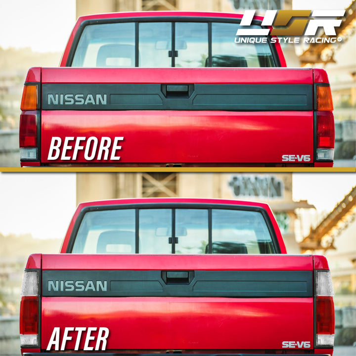 1986-1997 Nissan Hardbody Pickup Truck Red / Clear Tail Lights - Made by DEPO
