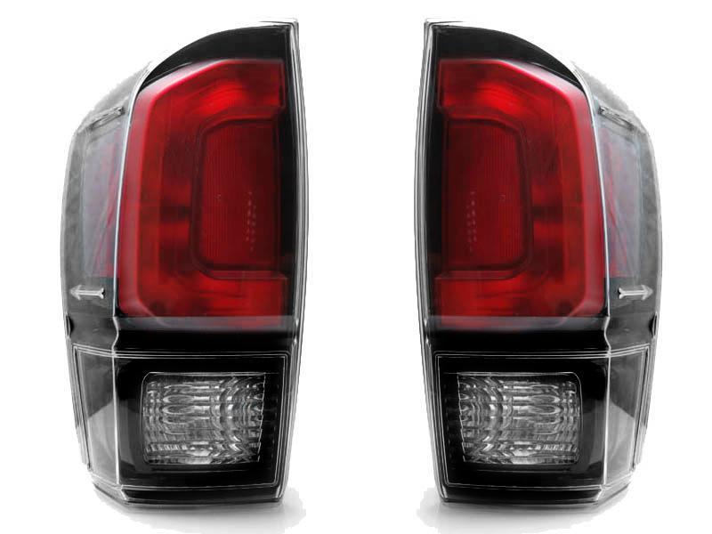 2016-2021 Toyota Tacoma TRD Pro Style Black/Clear Tail Lights Set Made by DEPO