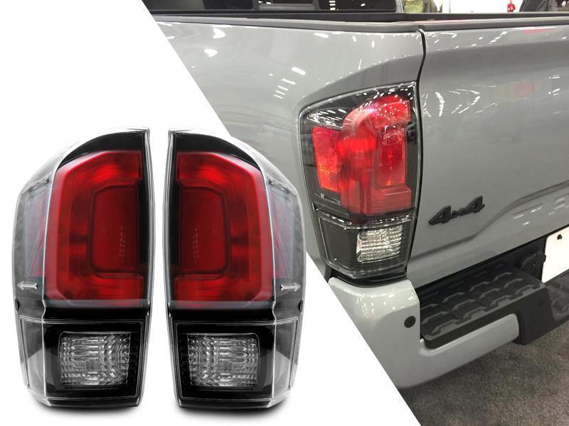 2016-2021 Toyota Tacoma TRD Pro Style Black/Clear Tail Lights Set Made by DEPO
