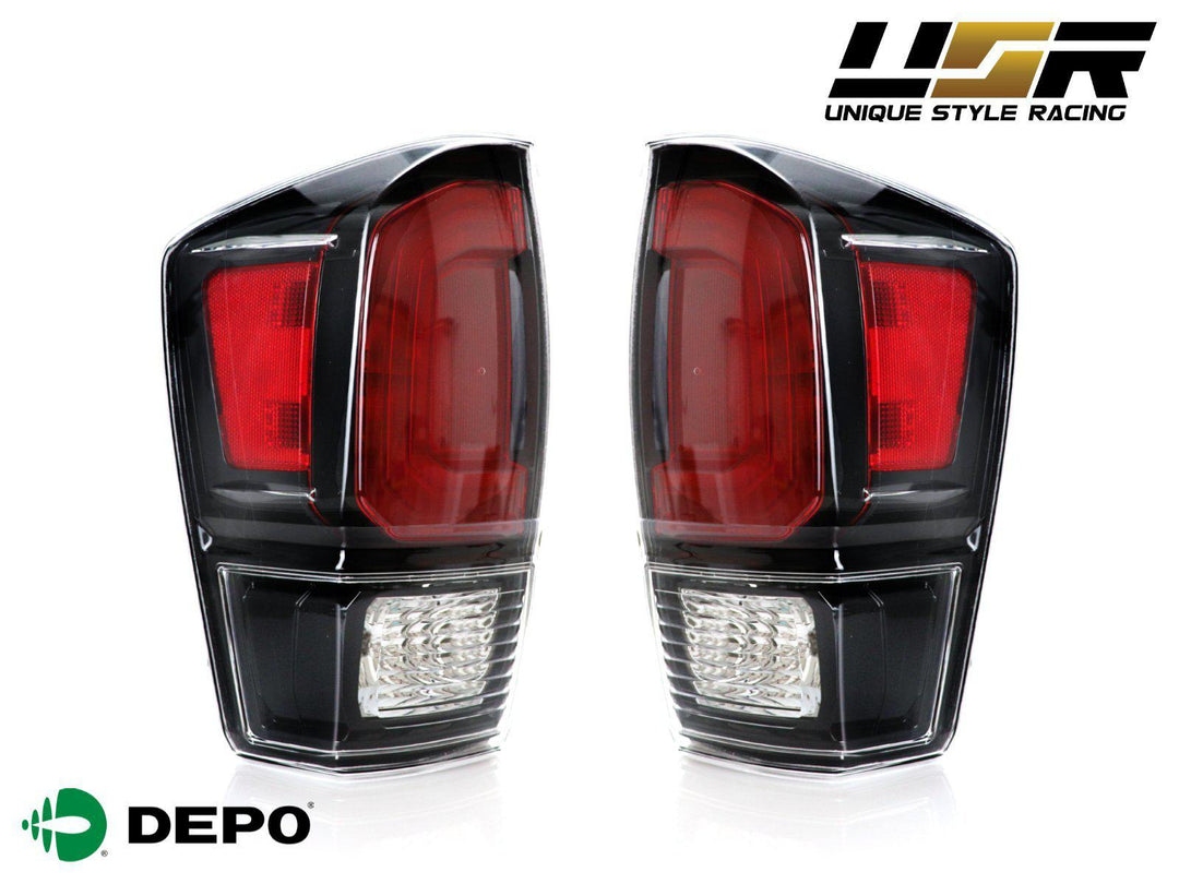 2016-2020 Toyota Tacoma TRD PRO Style Black Out Tail Lights + Smoke Lens Switchback LED Mirror Turn Signal Lights COMBO - Made by DEPO