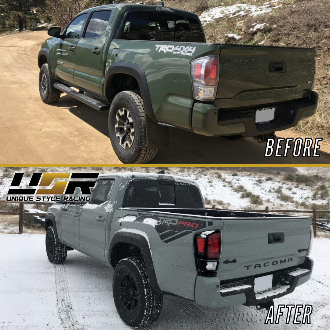 2016-2020 Toyota Tacoma TRD PRO Style Black Out Tail Lights + Smoke Lens Switchback LED Mirror Turn Signal Lights COMBO - Made by DEPO