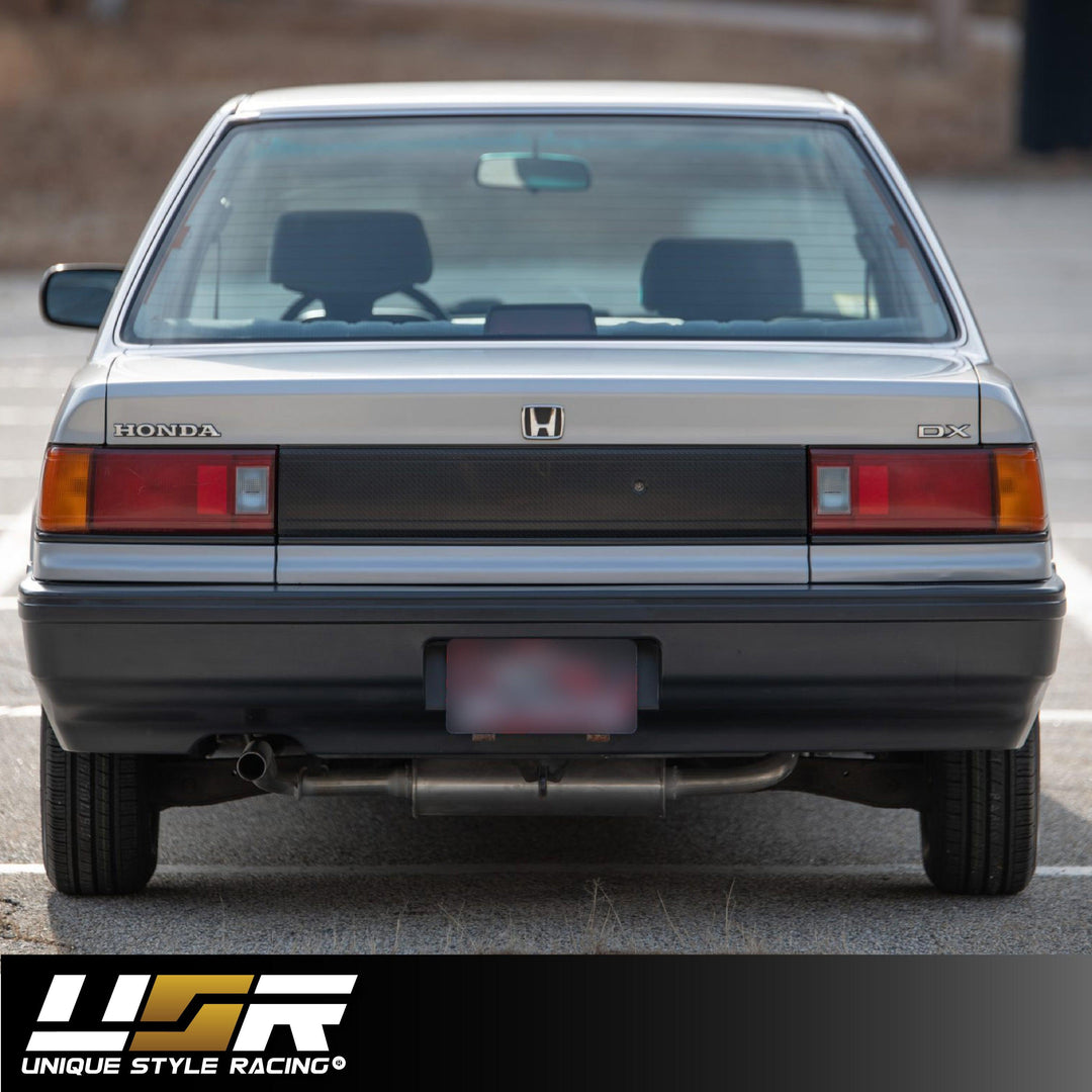1988-1991 Honda Civic Sedan 6D Carbon Fiber Vinyl Wrap for Rear Trunk Center Panel - Made by Unique Style Racing